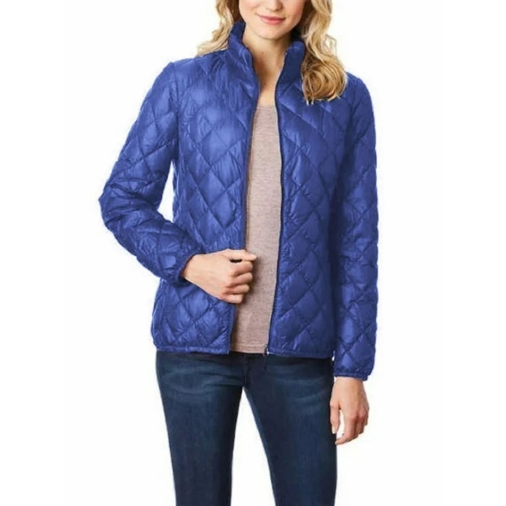32 Degrees Heat Nano Light Down Packable Cobalt Blue Quilted Puffer Zip Jacket M